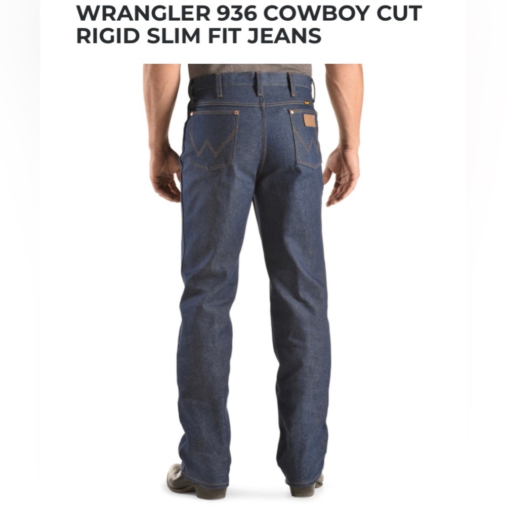 Slim Fit Wrangler Cowboy Cut Jean in Rigid Indigo 936DEN 36x36 Like New. - Picture 8 of 9